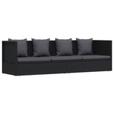 Vidaxl tuinbed met kussens poly rattan zwart