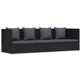 Vidaxl tuinbed met kussens poly rattan zwart