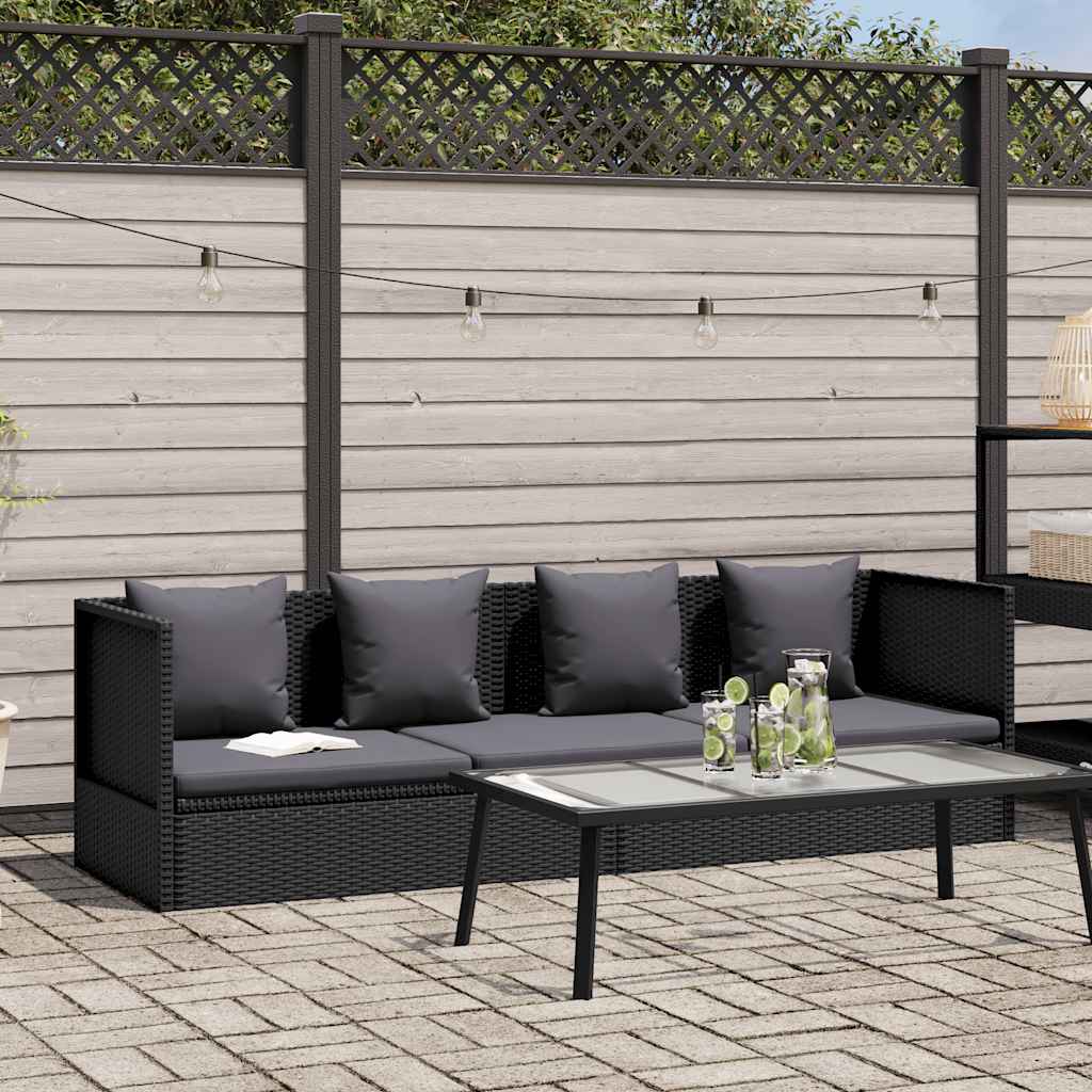 Vidaxl tuinbed met kussens poly rattan zwart