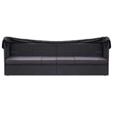 Vidaxl loungebank met luifel poly rattan zwart