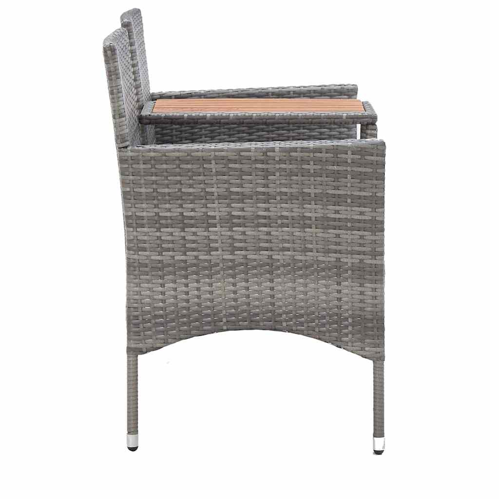 Vidaxl tuinbank 2-zits met tafeltje 143 cm poly rattan grijs