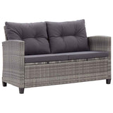 Vidaxl tuinbank 2-zits met kussens 124 cm poly rattan grijs
