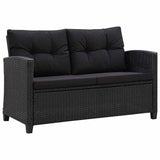 Vidaxl tuinbank 2-zits met kussens 124 cm poly rattan zwart