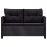 Vidaxl tuinbank 2-zits met kussens 124 cm poly rattan zwart