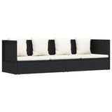 Vidaxl tuinbed met kussens poly rattan zwart