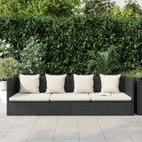 Vidaxl tuinbed met kussens poly rattan zwart