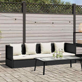 Vidaxl tuinbed met kussens poly rattan zwart