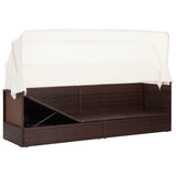 Vidaxl tuinbank met luifel poly rattan bruin