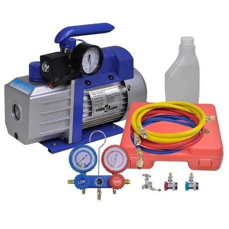 VIDAXL Vakuumpumpe 1 Stufe mit 2-facher Manometern Set