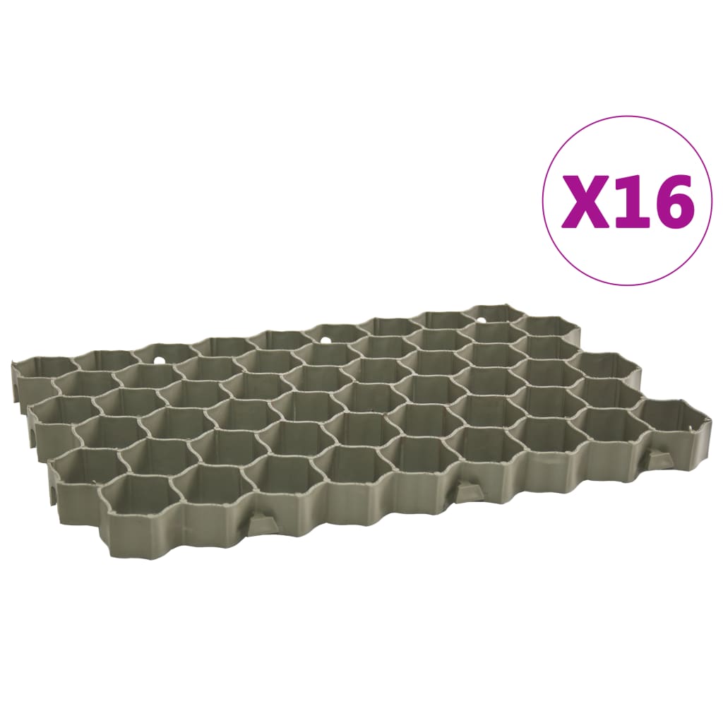 VidaXL Grasgitter 16 Stück 60x40x3 cm Kunststoff grün