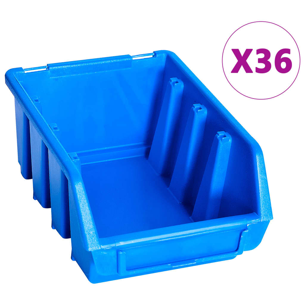 Vidaxxl 96-teiliges Aufbewahrungsbox-Set mit Wandpaneelen blau