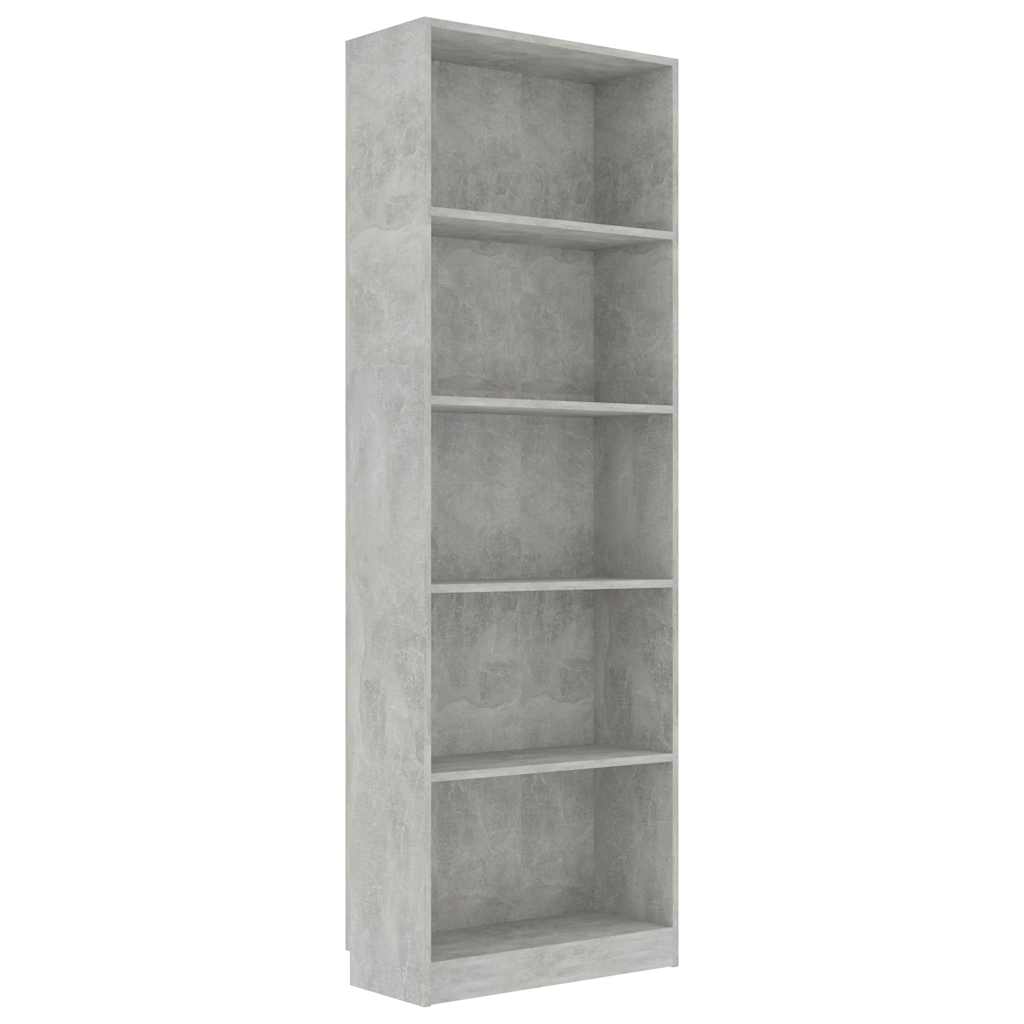 Vidaxl boekenkast met 5 schappen 60x24x175 cm bewerkt hout betongrijs