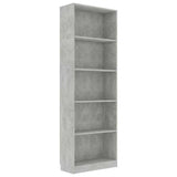 Vidaxl boekenkast met 5 schappen 60x24x175 cm bewerkt hout betongrijs