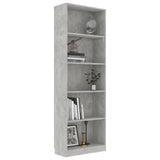 Vidaxl boekenkast met 5 schappen 60x24x175 cm bewerkt hout betongrijs