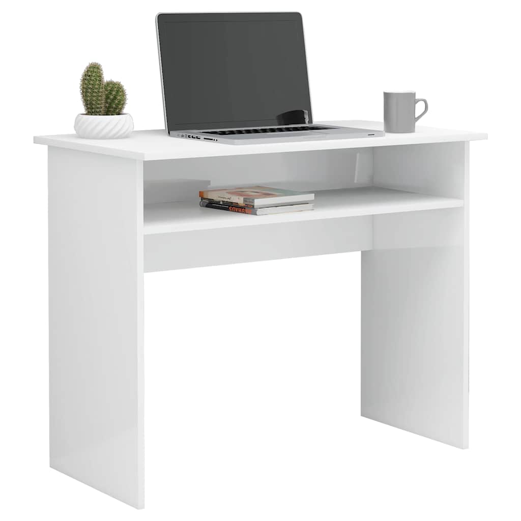Vidaxl bureau 90x50x74 cm bewerkt hout hoogglans wit