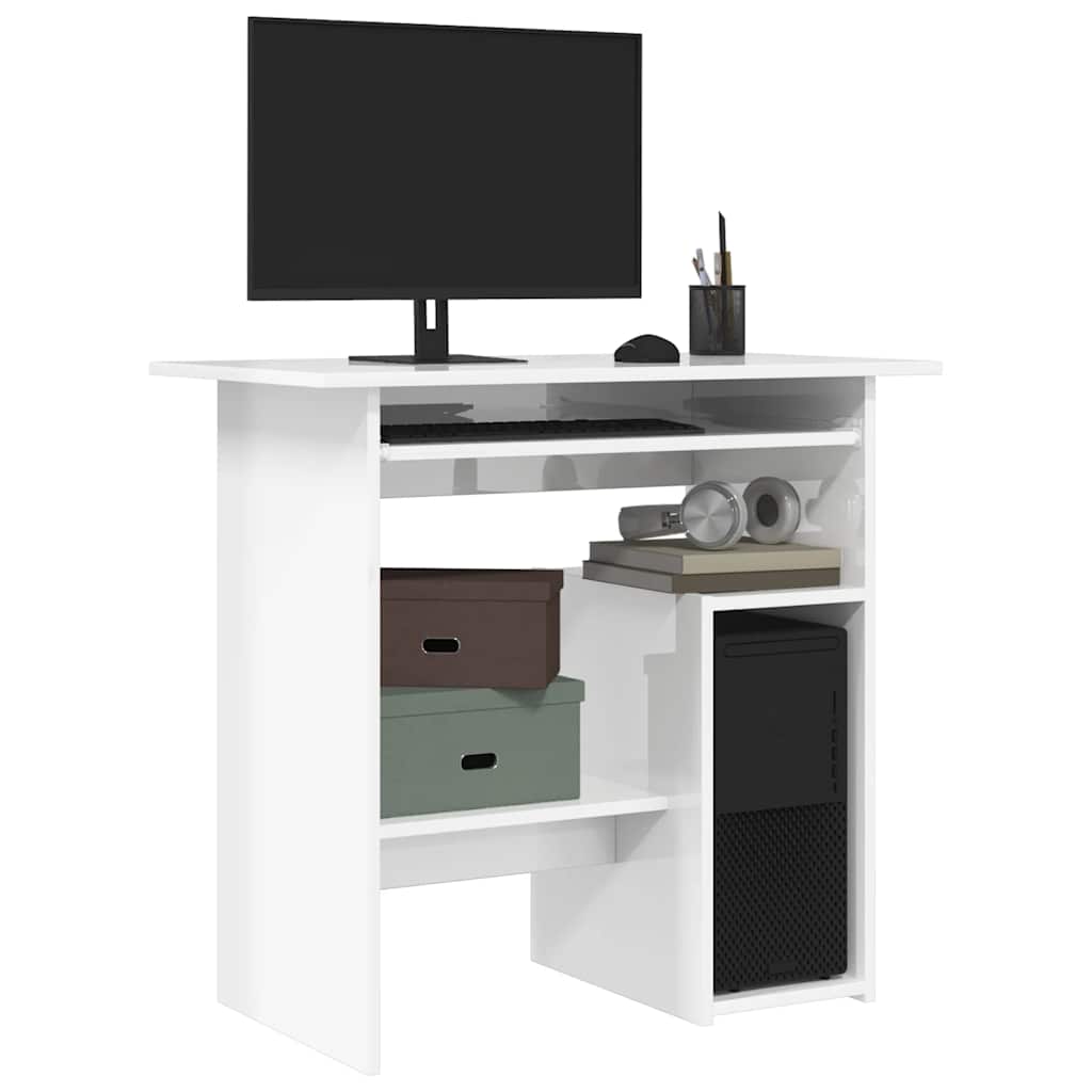 Vidaxl bureau 80x45x74 cm bewerkt hout hoogglans wit