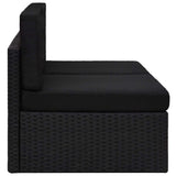 Vidaxl tweezitsbank sectioneel poly rattan zwart