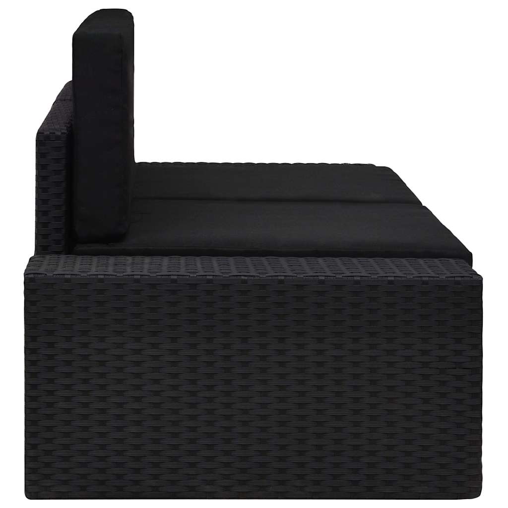 Vidaxl tweezitsbank sectioneel poly rattan zwart