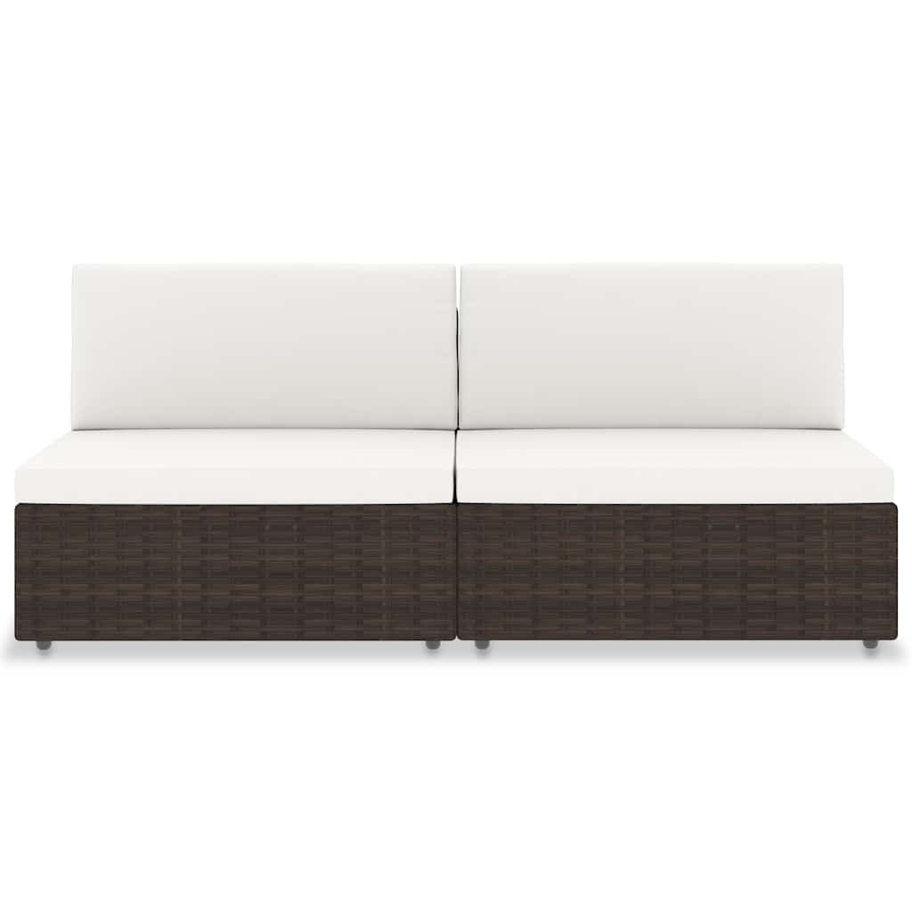 Vidaxl tweezitsbank sectioneel poly rattan bruin