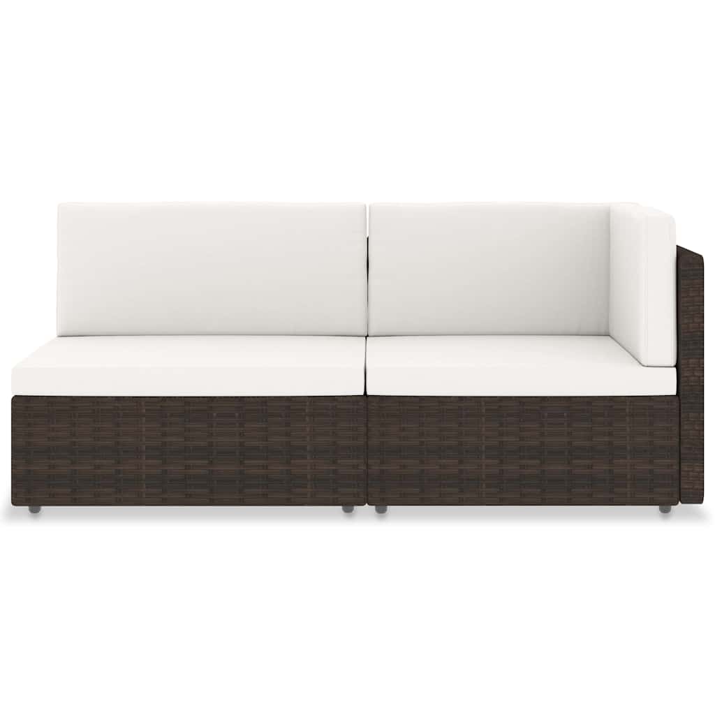 Vidaxl tweezitsbank sectioneel poly rattan bruin