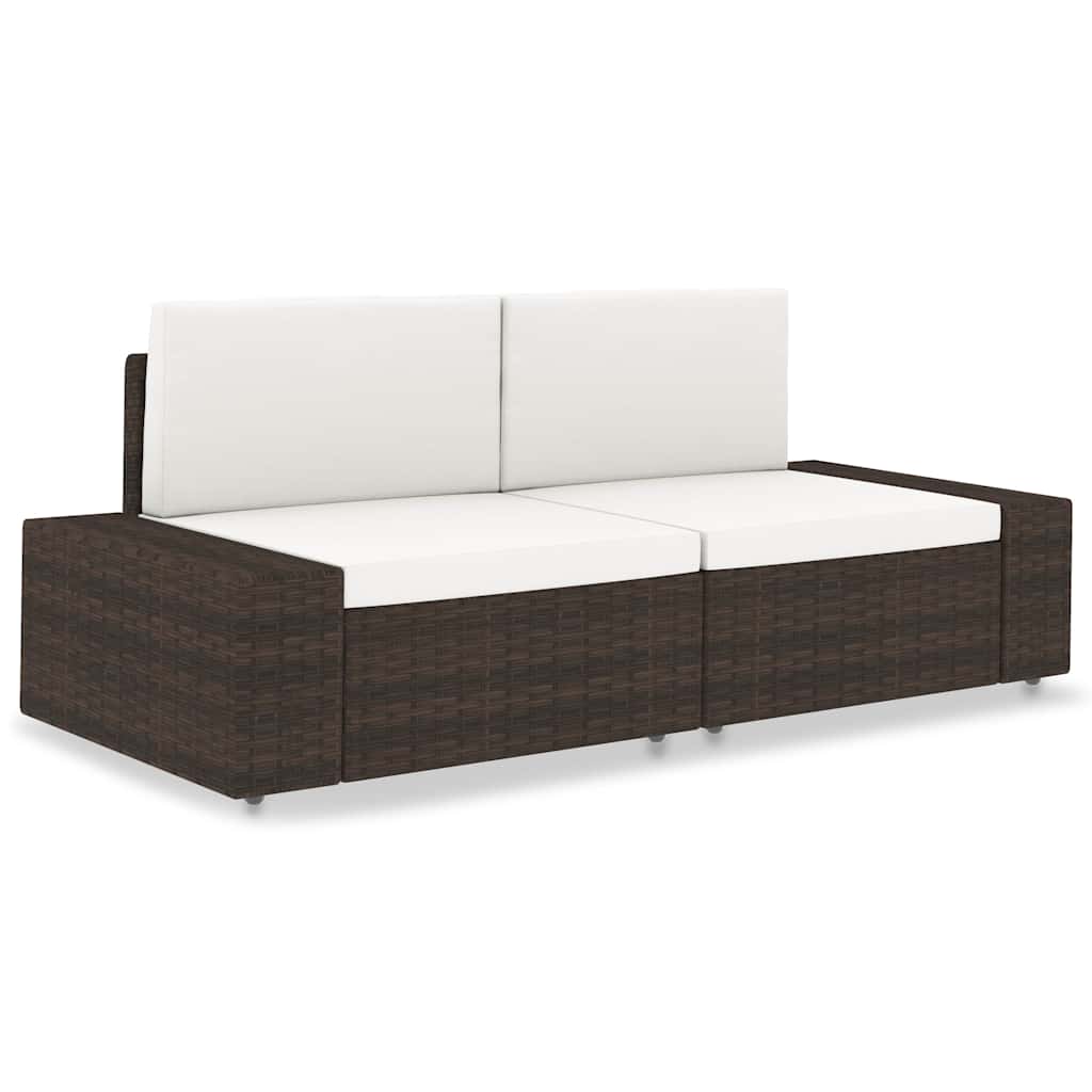 Vidaxl tweezitsbank sectioneel poly rattan bruin