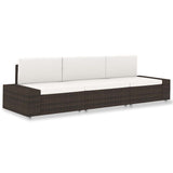 Vidaxl driezitsbank sectioneel poly rattan bruin