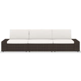 Vidaxl driezitsbank sectioneel poly rattan bruin