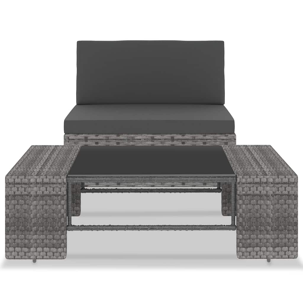 Vidaxl 2-delige loungeset poly rattan grijs