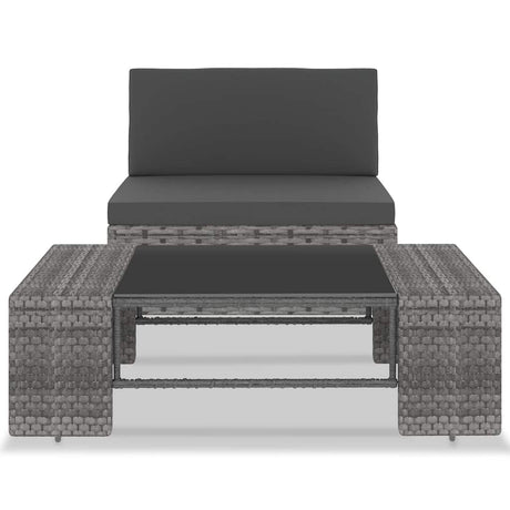 Vidaxl 2-delige loungeset poly rattan grijs