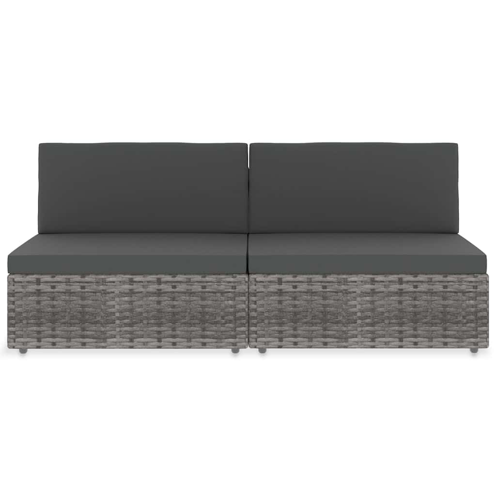 Vidaxl tweezitsbank sectioneel poly rattan grijs
