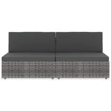 Vidaxl tweezitsbank sectioneel poly rattan grijs