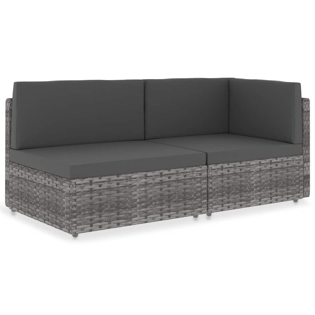 Vidaxl tweezitsbank sectioneel poly rattan grijs