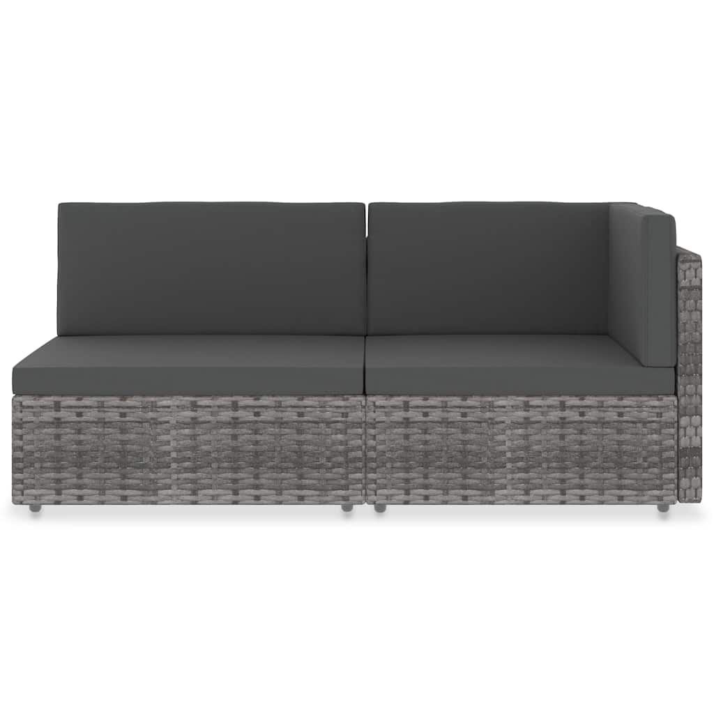 Vidaxl tweezitsbank sectioneel poly rattan grijs