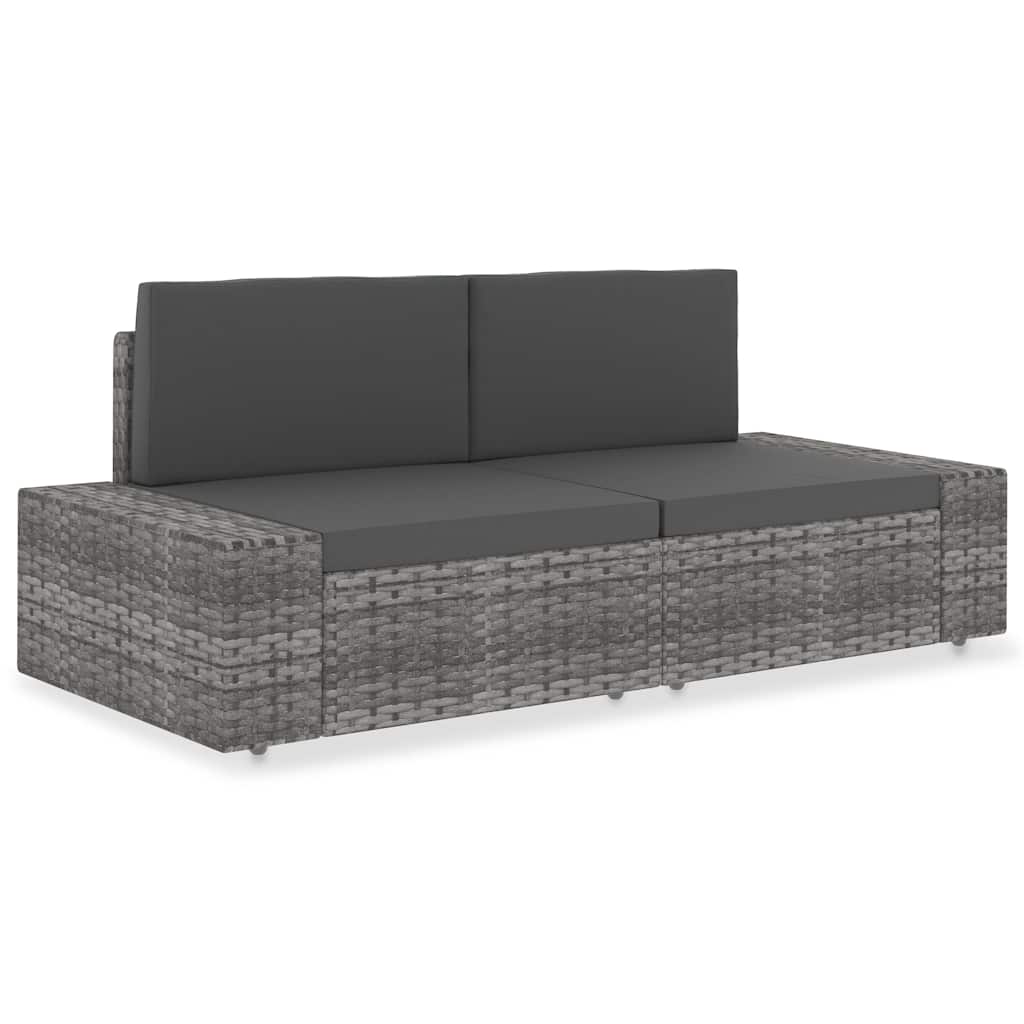 Vidaxl tweezitsbank sectioneel poly rattan grijs