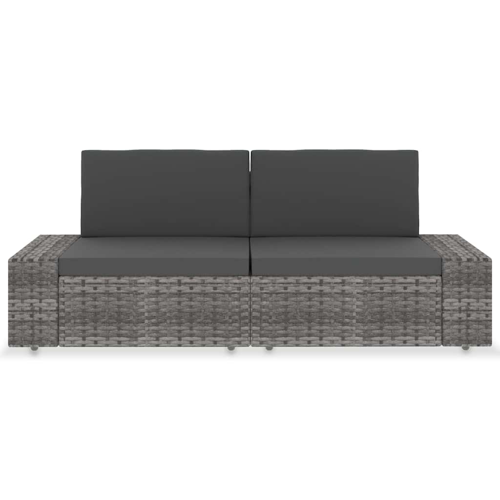 Vidaxl tweezitsbank sectioneel poly rattan grijs