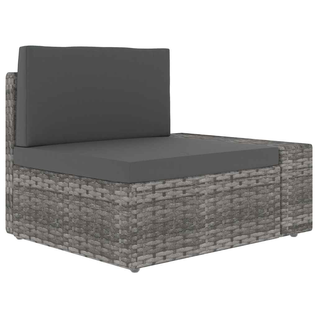 Vidaxl driezitsbank sectioneel poly rattan grijs