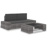 Vidaxl 3-delige loungeset poly rattan grijs