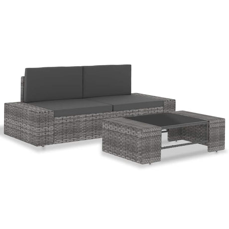 Vidaxl 3-delige loungeset poly rattan grijs
