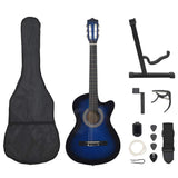 Vidaxl 12-teiliges Gitarrenset mit 6 Saiten Western Classic 38 Blau