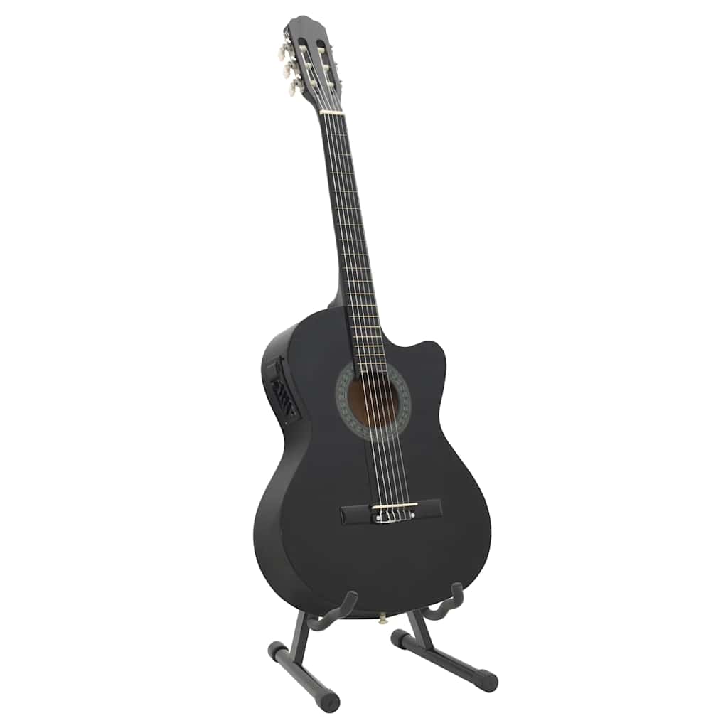 Vidaxl 12-teiliges Gitarrenset mit Equalizer und 6 Saiten Western Black