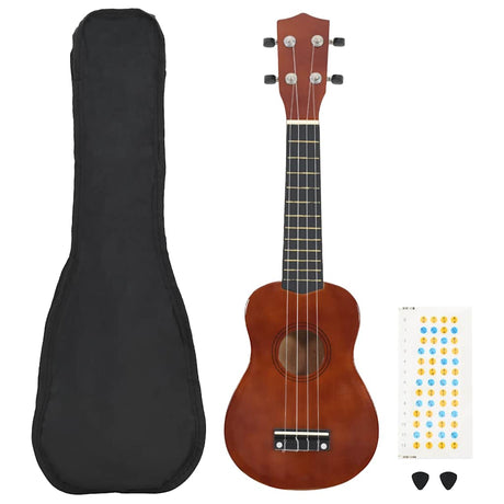 Vidaxl ukuleleset mit Tasche für Kinder Sopran 23 '' Darkhout Colored