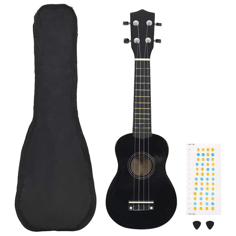 Vidaxl Ukulele-Set mit Tasche für Kinder Sopran 23'' schwarz