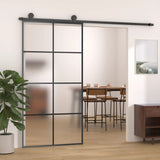 VidaXL Schiebetür 102,5x205 cm Aluminium und ESG-Glas schwarz