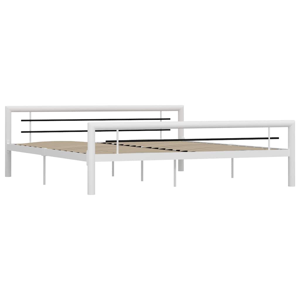 Vidaxl bedframe metaal wit en zwart 180x200 cm