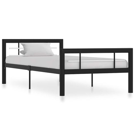 Vidaxl bedframe metaal zwart en wit 90x200 cm