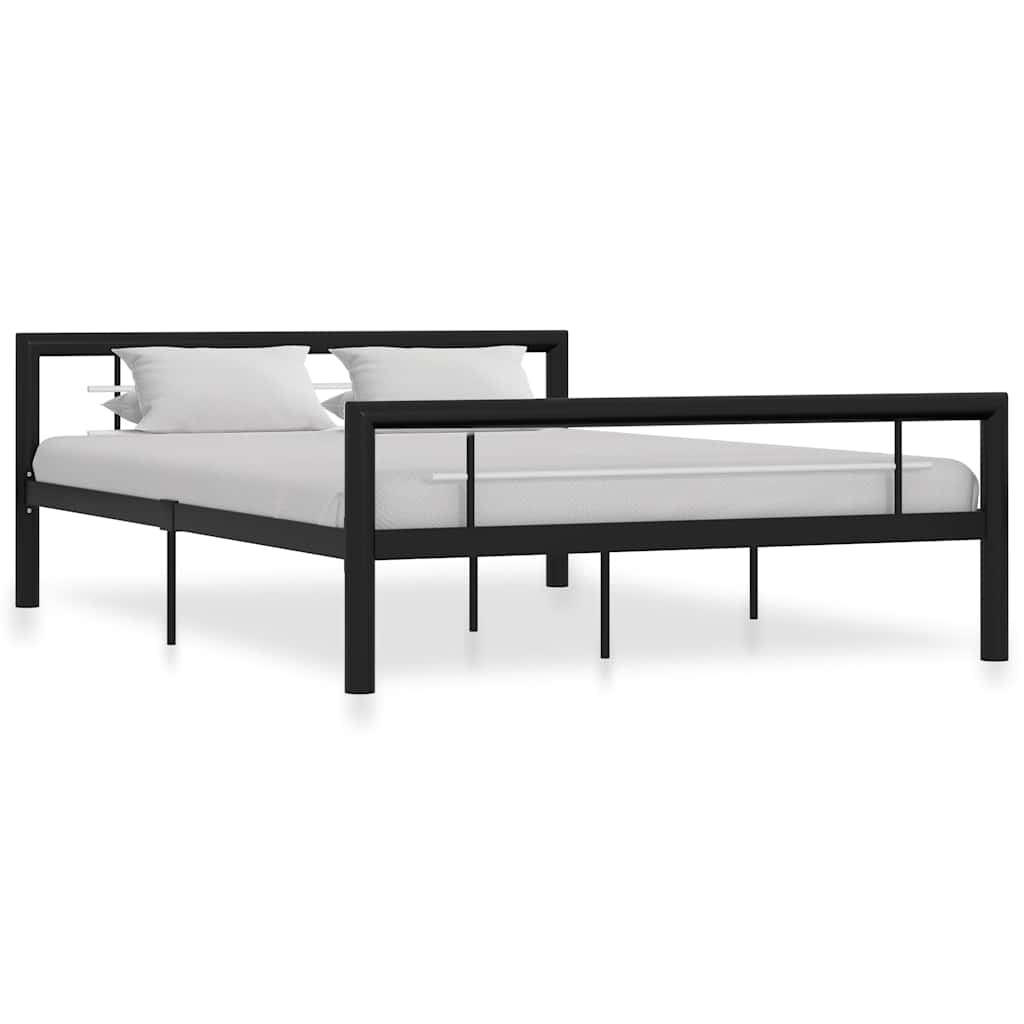 Vidaxl bedframe metaal zwart en wit 120x200 cm