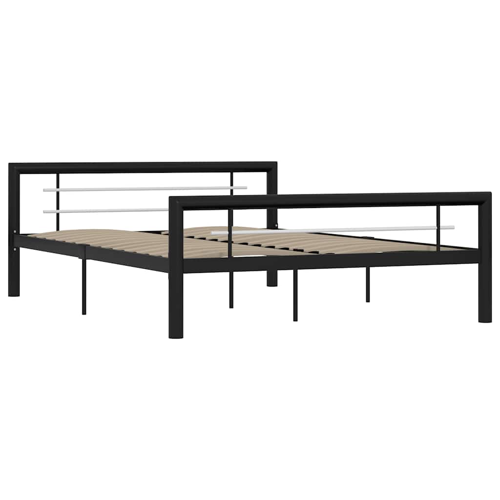 Vidaxl bedframe metaal zwart en wit 120x200 cm