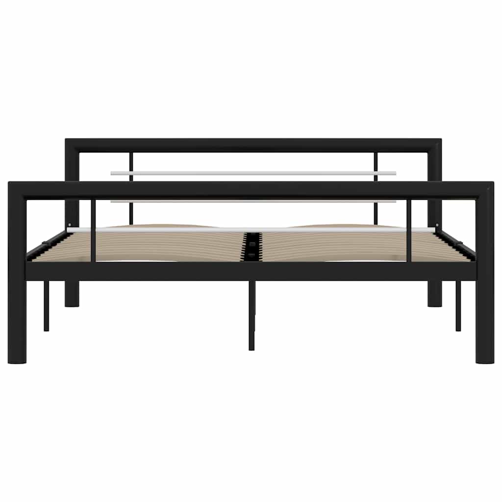 Vidaxl bedframe metaal zwart en wit 160x200 cm