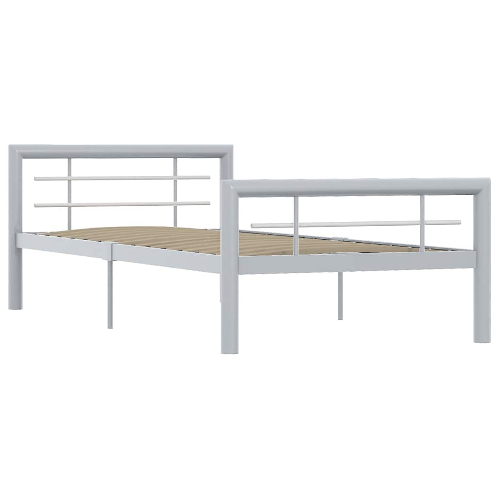 Vidaxl bedframe metaal grijs en wit 100x200 cm