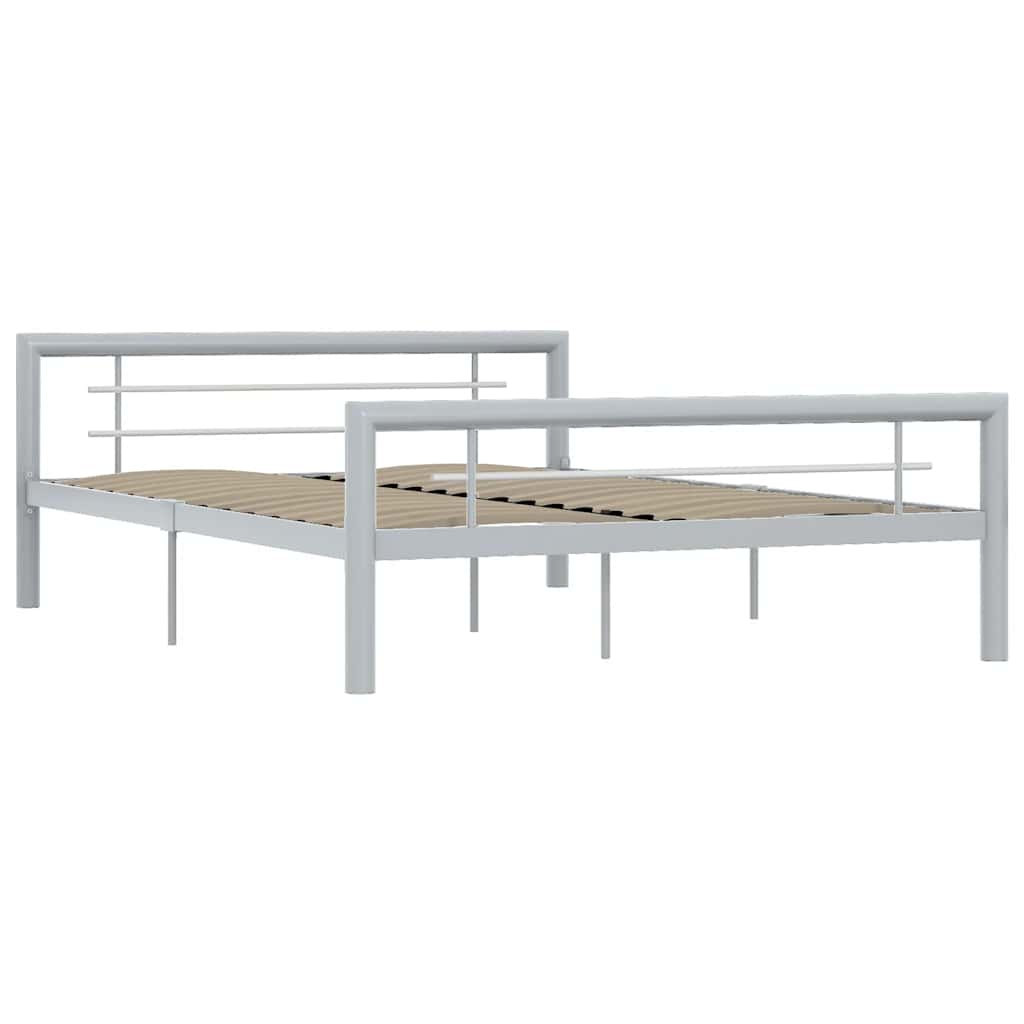 Vidaxl bedframe metaal grijs en wit 120x200 cm